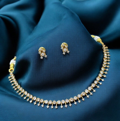 SCG Brass Gold-plated Gold, White Jewellery Set(Pack of 1)