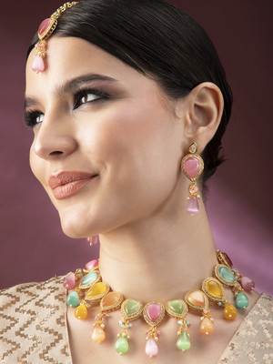RUBANS Copper Gold-plated Multicolor Jewellery Set(Pack of 3)