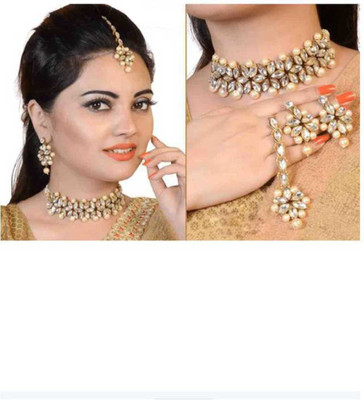 taransha Brass White Jewellery Set(Pack of 1)
