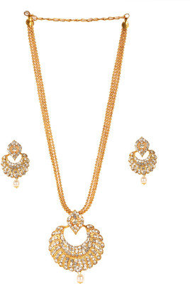 AK JEWEL STORES Alloy Gold-plated White, Gold Jewellery Set(Pack of 1)