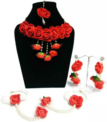 Gahana Fabric Red, White Jewellery Set(Pack of 1)
