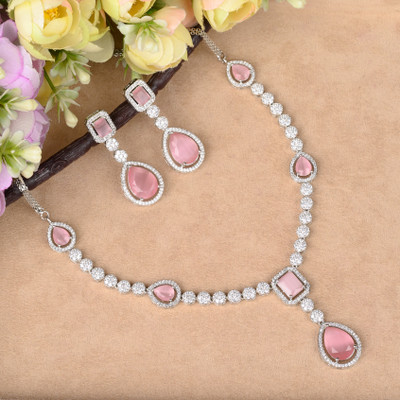 KD JEWELLERS Brass Brass Pink Jewellery Set(Pack of 1)