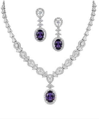 IKSAVA Brass Silver Purple Jewellery Set(Pack of 3)