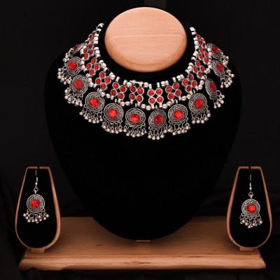 brado jewellery Resin Silver Silver, Red Jewellery Set(Pack of 1)