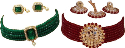 JMBW INTERNATIONAL Alloy Green, Maroon Jewellery Set(Pack of 2)