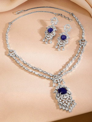 RUBANS Brass Rhodium Silver Jewellery Set(Pack of 3)