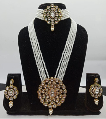 jatin imitation Metal Gold-plated White Jewellery Set(Pack of 1)