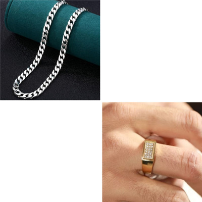 MAATRCHAAYA Stainless Steel Sterling Silver, Gold-plated Silver, Gold Jewellery Set(Pack of 2)