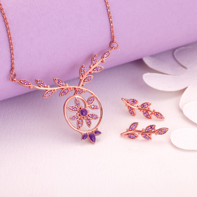 GIVA Sterling Silver Rhodium Rose Gold Jewellery Set(Pack of 1)