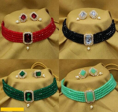 Jyeana Alloy Gold-plated Multicolor Jewellery Set(Pack of 4)