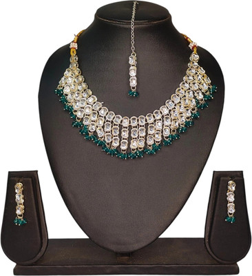 Zarmar fashion Alloy Gold-plated Green, Gold Jewellery Set(Pack of 1)