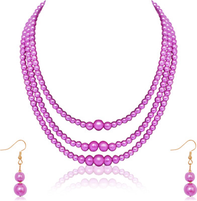Zooni Collections Mother of Pearl Pink Jewellery Set(Pack of 1)