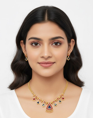 djh Alloy Gold-plated Blue Jewellery Set(Pack of 1)