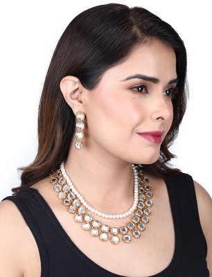 Divisha Alloy Gold-plated White Jewellery Set(Pack of 3)