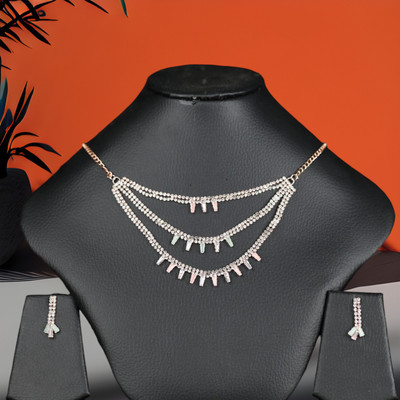 Shreeji Jewels Brass Rose Gold Jewellery Set(Pack of 2)