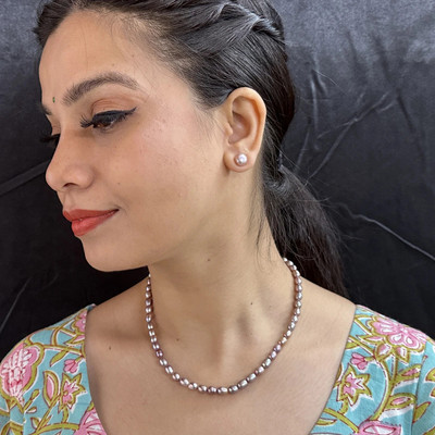 Sri Jagdamba Pearls Alloy Gold-plated Pink Jewellery Set(Pack of 1)