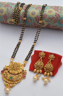 AAKASHTRADERSRK Copper Gold-plated Gold, Green, Ruby Red Jewellery Set(Pack of 1)