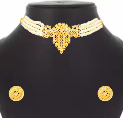 Sdr Fashion Alloy Gold-plated White, Gold Jewellery Set(Pack of 1)