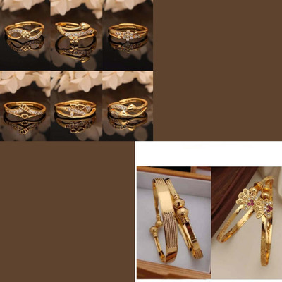 Alasca Brass Gold-plated Bronze, Platinum Jewellery Set(Pack of 8)