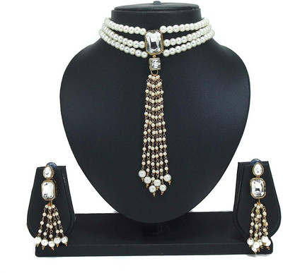 Nivaan Mother of Pearl Gold-plated White Jewellery Set(Pack of 1)