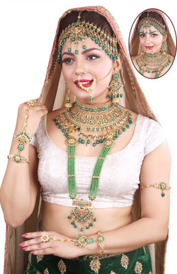 Kirti Traders Alloy Gold-plated Green Jewellery Set(Pack of 1)