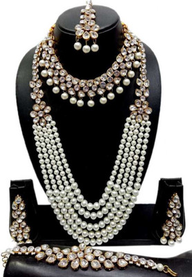 Ronak Fashion Alloy Gold-plated White Jewellery Set(Pack of 1)