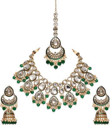 JEWELLITY Copper, Alloy Gold-plated Green Jewellery Set(Pack of 1)