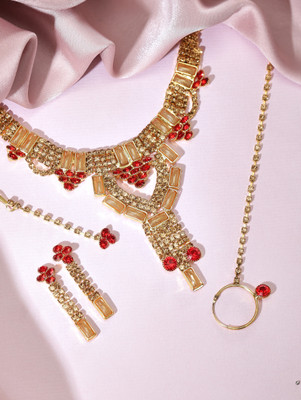 Rubans Elements Alloy Gold-plated Gold, Red Jewellery Set(Pack of 1)