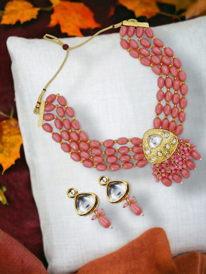 ANOUK Alloy Gold-plated Pink Jewellery Set(Pack of 1)
