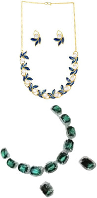 LJ CREATION Alloy Black, Gold, Green Jewellery Set(Pack of 2)