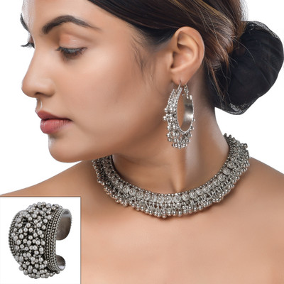 YOTOG Oxidised Silver Silver Silver Jewellery Set(Pack of 1)