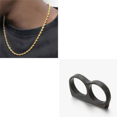 MAATRCHAAYA Stainless Steel Gold-plated, Titanium Black, Gold Jewellery Set(Pack of 2)