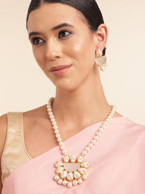 ANOUK Brass Gold-plated White Jewellery Set(Pack of 3)