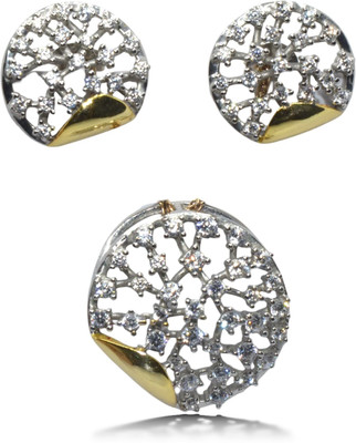 LUXEVOGUE Sterling Silver Rhodium, Gold-plated Yellow, White Jewellery Set(Pack of 1)