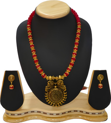 Geesa Alloy Red Jewellery Set(Pack of 1)