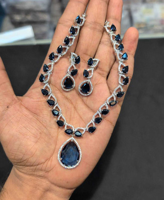 S R Enterprises Alloy Brass Blue Jewellery Set(Pack of 1)