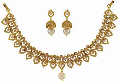 house of common Brass Gold-plated White Jewellery Set(Pack of 1)