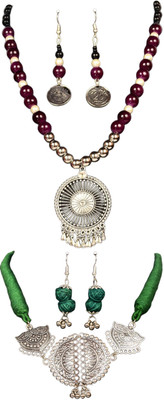 HOUSE OFF COMMON Oxidised Silver Black, Silver, Multicolor Jewellery Set(Pack of 2)