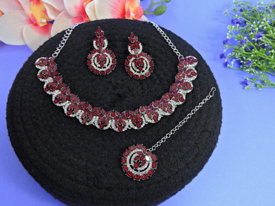VATSALYA creation Alloy Gold-plated Maroon Jewellery Set(Pack of 1)