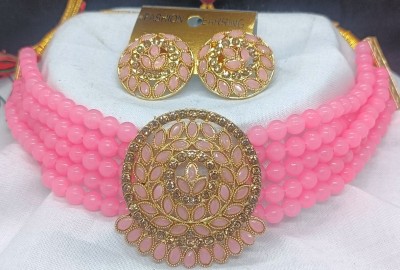 SKRP TRADERS Alloy Gold-plated Pink Jewellery Set(Pack of 3)