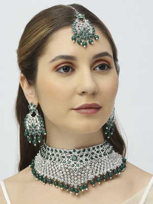 VATSALYA creation Alloy Gold-plated Green, Silver Jewellery Set(Pack of 1)