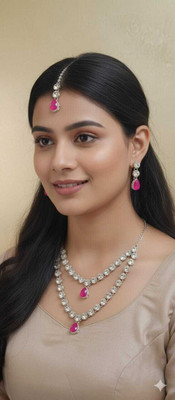 ICG Alloy Platinum Ruby Red Jewellery Set(Pack of 1)