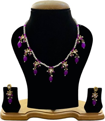 NUHA TRADERS Metal, Glass, Alloy Gold-plated Purple Jewellery Set(Pack of 3)