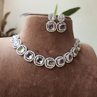 DENICRAAS Alloy Silver White Jewellery Set(Pack of 1)