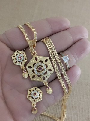 Bhagavati creation Brass Gold-plated Gold Jewellery Set(Pack of 1)