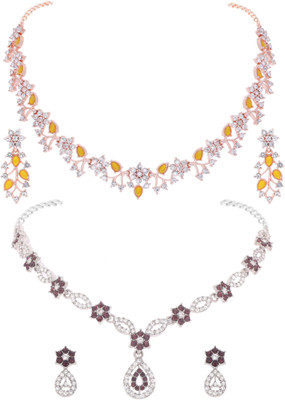 Dressberry Brass Gold-plated Silver, Maroon, White, Rose Gold, Yellow Jewellery Set(Pack of 2)