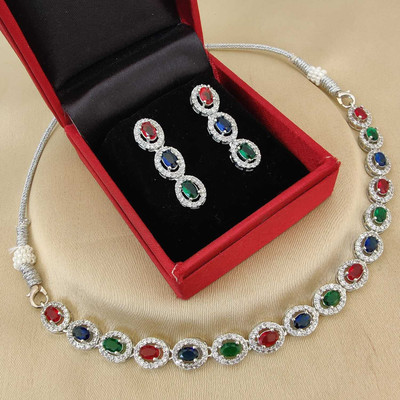 DENICRAAS Alloy Silver Multicolor Jewellery Set(Pack of 1)