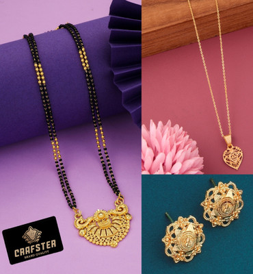 CRAFTSTER Brass, Alloy Gold-plated Multicolor Jewellery Set(Pack of 3)