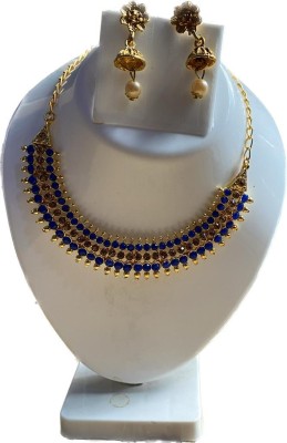 krica fashion Alloy Gold-plated Blue, Gold Jewellery Set(Pack of 1)