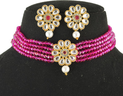 GEODE DELIGHT Alloy Gold-plated Pink Jewellery Set(Pack of 1)